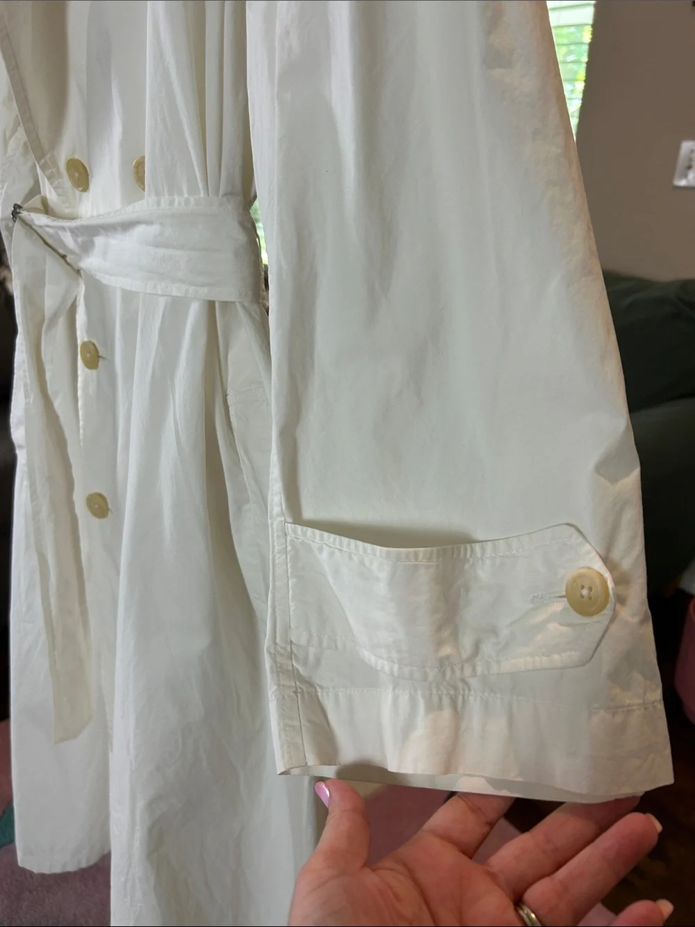 Ralph Lauren Blue Label Double Breasted White Vintage Cotton Trench Coat Size 14 - Picture 4 of 17